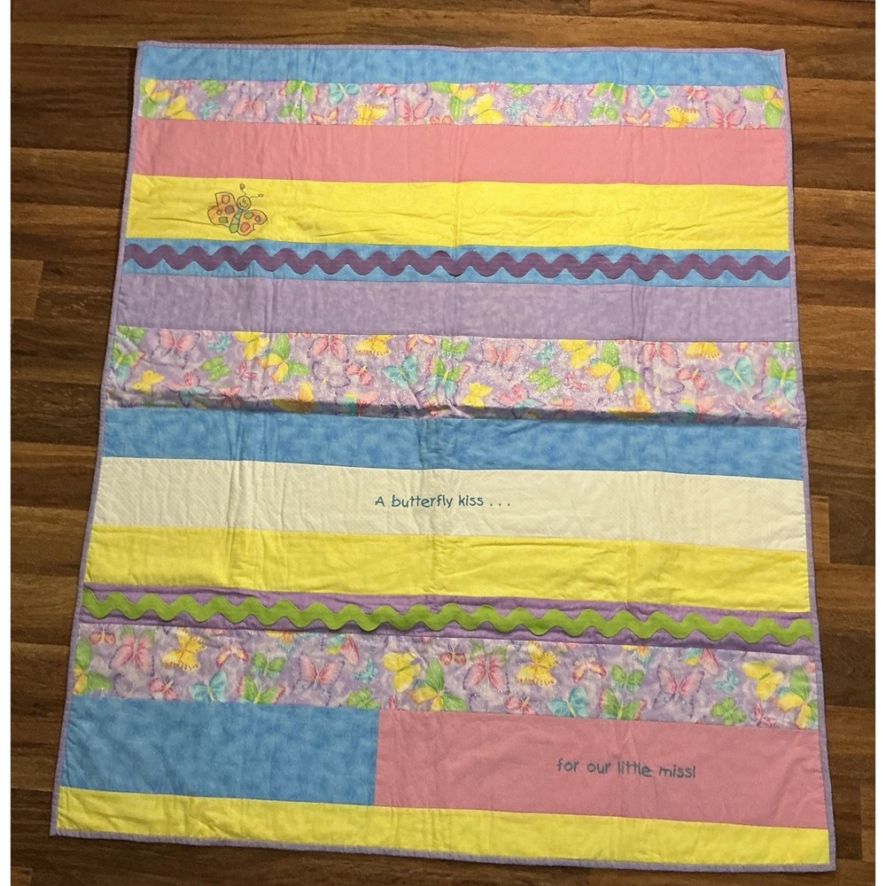 Handmade Pastel Quilt A BUTTERFLY KISS…FOR OUR LITTLE MISS! 40in X 48in